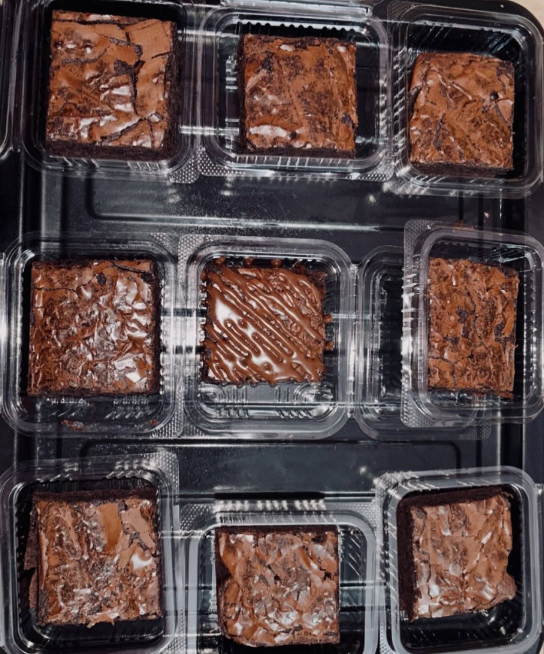 Brownie pieces packed in a sharing tray
